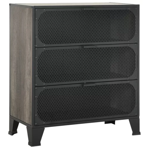 Szürke fém és MDF tárolószekrény 72 x 36 x 82 cm