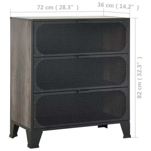 Szürke fém és MDF tárolószekrény 72 x 36 x 82 cm