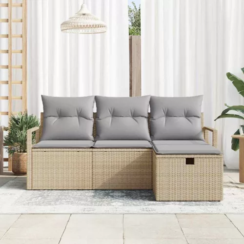 Kerti Kanapé Szett párnával 4 pcs bézs és világosszürke