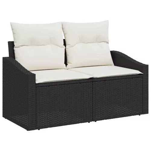 Kerti Kanapé Szett párnával 6 pcs Fekete Poli rattan