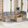 Kerti Kanapé Szett párnával tárolóval 8 pcs Bézs Poli rattan