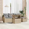 Kerti Kanapé Szett párnával tárolóval 6 pcs Bézs Poli rattan