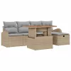 Kerti Kanapé Szett párnával tárolóval 6 pcs Bézs Poli rattan