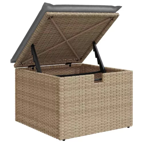 Kerti Kanapé Szett párnával tárolóval 6 pcs Bézs Poli rattan