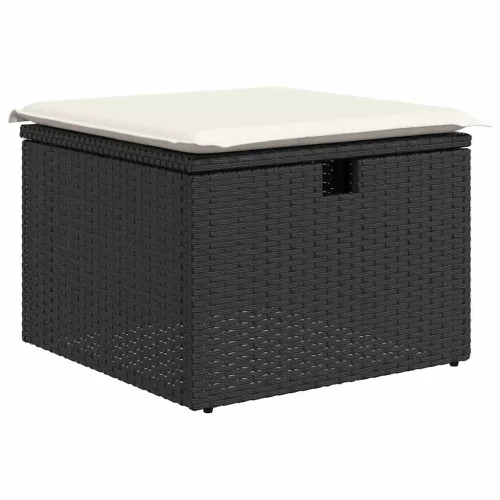 Kerti Kanapé Szett párnával tárolóval 9 pcs Fekete Poli rattan