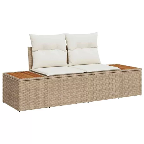 Kerti Kanapé Szett párnával tárolóval 9 pcs Bézs Poli rattan