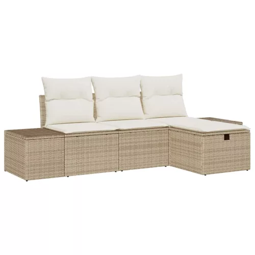 Kerti Kanapé Szett 4 pcs Bézs 55 x 62 x 69 cm Poli rattan