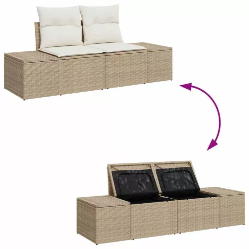 Kerti Kanapé Szett 4 pcs Bézs 55 x 62 x 69 cm Poli rattan