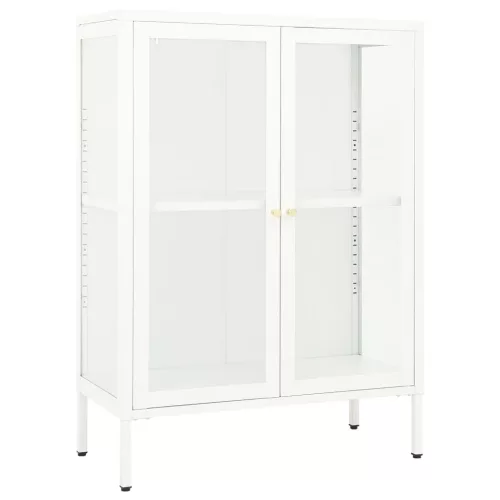 Fehér acél és üveg tálalószekrény 75 x 35 x 105 cm