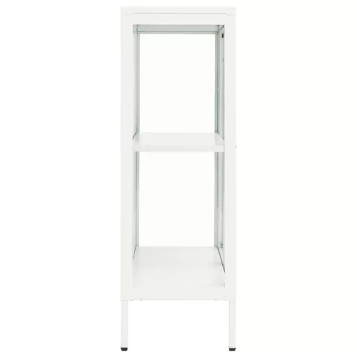 Fehér acél és üveg tálalószekrény 75 x 35 x 105 cm