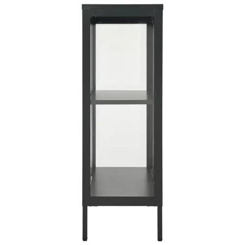 Antracitszürke acél és üveg tálalószekrény 75 x 35 x 105 cm