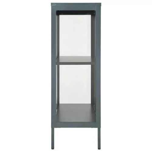 Antracitszürke acél és üveg tálalószekrény 75 x 35 x 105 cm