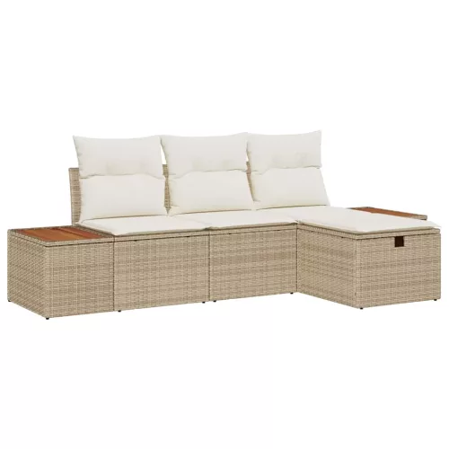 Kerti Kanapé Szett párnával 4 pcs Bézs Poli rattan