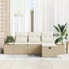 Kerti Kanapé Szett párnával 4 pcs Bézs Poli rattan
