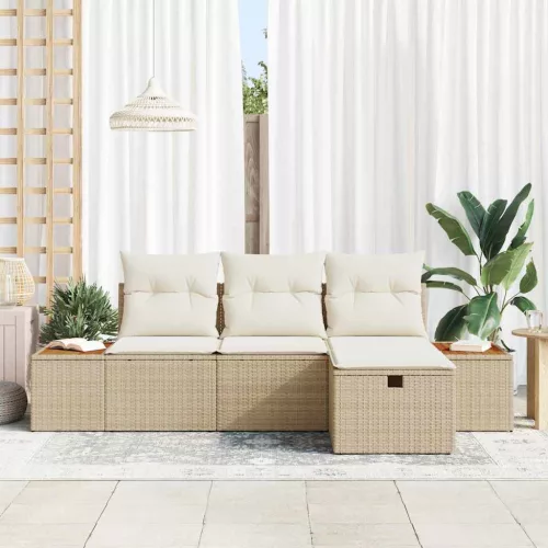 Kerti Kanapé Szett párnával 4 pcs Bézs Poli rattan