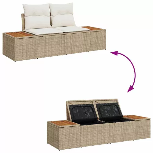 Kerti Kanapé Szett párnával 4 pcs Bézs Poli rattan