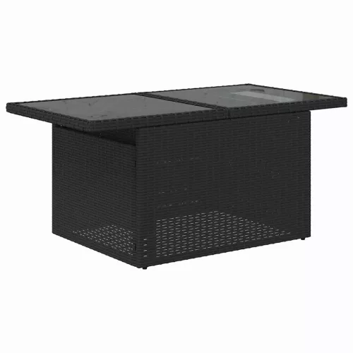 Kerti Kanapé Szett párnával tárolóval 6 pcs Fekete Poli rattan
