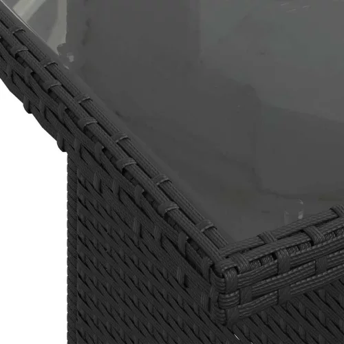 Kerti Kanapé Szett párnával tárolóval 6 pcs Fekete Poli rattan