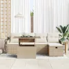Kerti Kanapé Szett párnával tárolóval 6 pcs Bézs Poli rattan