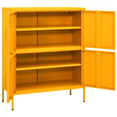 Mustársárga acél tárolószekrény 80 x 35 x 101,5 cm