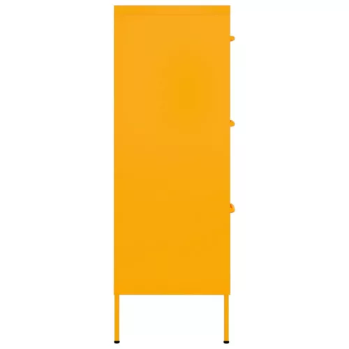 Mustársárga acél fiókos szekrény 80 x 35 x 101,5 cm