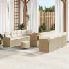 Kerti Kanapé Szett 11 pcs Bézs polirattan