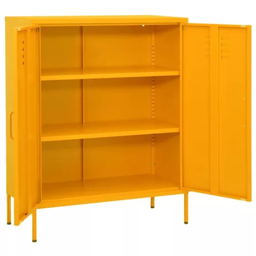 Mustársárga acél tárolószekrény 80 x 35 x 101,5 cm