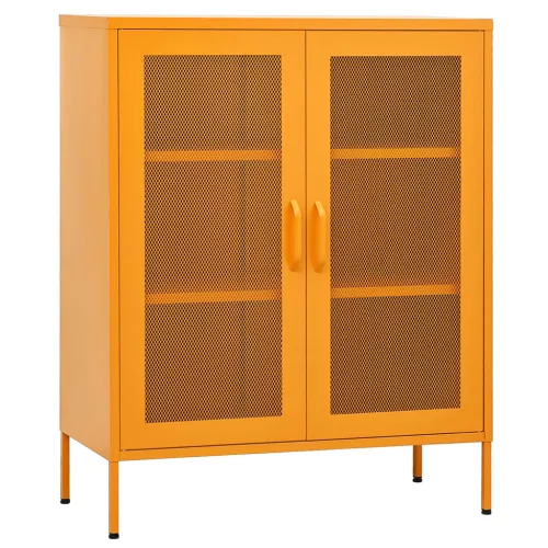 Mustárzöld acél tárolószekrény 80 x 35 x 101,5 cm
