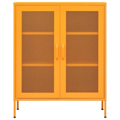 Mustárzöld acél tárolószekrény 80 x 35 x 101,5 cm