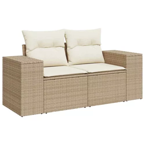 Kerti Kanapé Szett tárolóval 9 pcs Bézs Poli rattan