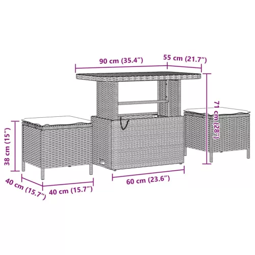 Kerti Kanapé Szett 12 pcs Fekete polirattan