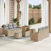 Kerti Kanapé Szett párnával 9 pcs Bézs Poli rattan