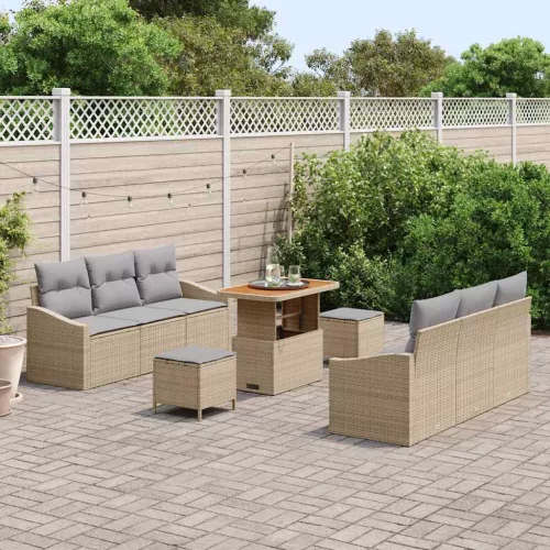 Kerti Kanapé Szett párnával 9 pcs Bézs Poli rattan