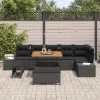 Kerti Kanapé Szett párnával 9 pcs Fekete Poli rattan