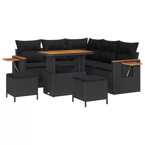 Kerti Kanapé Szett párnával 8 pcs Fekete 90 x 55 x 71 cm