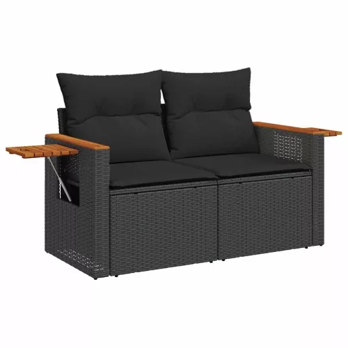 Kerti Kanapé Szett párnával 8 pcs Fekete 90 x 55 x 71 cm