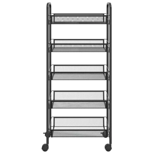 5 szintes fekete vas konyhai kerekes kocsi 46 x 26 x 105 cm