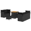 Kerti Kanapé Szett párnával 8 pcs Fekete 80 x 80 x 71 cm