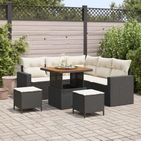   Kerti Kanapé Szett 8 pcs Fekete és krémszínű 80 x 80 x 71 cm