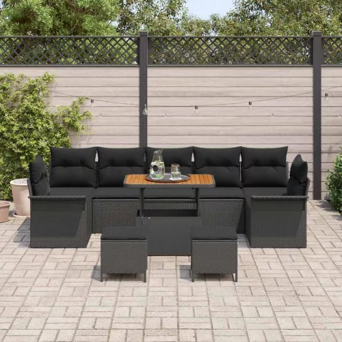 Kerti Kanapé Szett párnával 10 pcs Fekete 90 x 55 x 71 cm