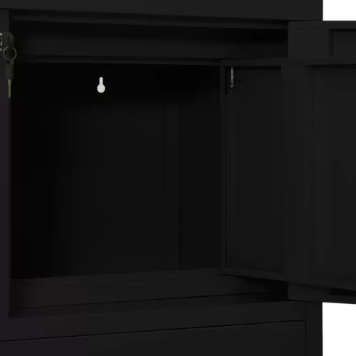 Fekete acél irodai szekrény 90 x 40 x 102 cm