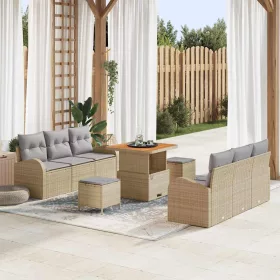   Kerti Kanapé Szett 9 pcs Beige és Világosszürke 80 x 80 x 71 cm