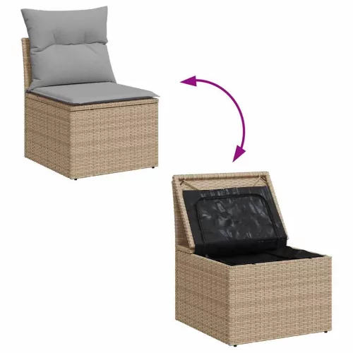 Kerti Kanapé Szett 9 pcs Beige és Világosszürke 80 x 80 x 71 cm
