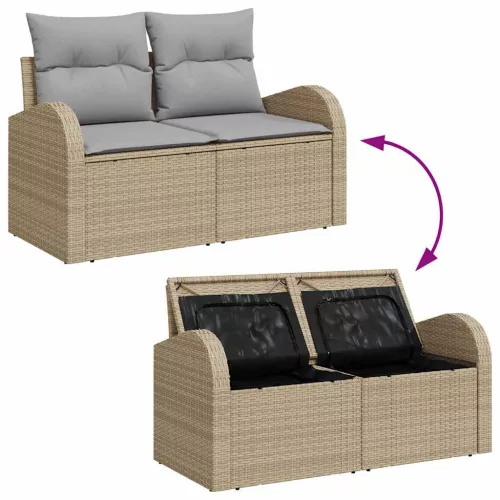 Kerti Kanapé Szett 9 pcs Beige és Világosszürke 80 x 80 x 71 cm