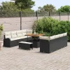 Kerti Kanapé Szett 11 pcs Fekete és Krém 100 x 100 x 71 cm