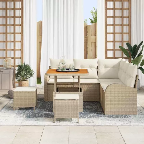 Kerti Kanapé Szett párnával 8 pcs Beige és krém 80 x 80 x 71 cm