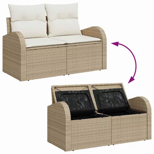 Kerti Kanapé Szett párnával 8 pcs Beige és krém 80 x 80 x 71 cm