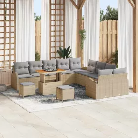   Kerti Kanapé Szett párnával 13 pcs Beige és Világosszürke