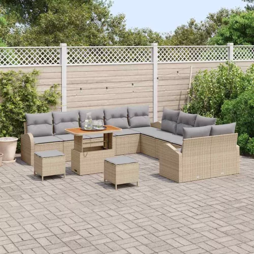 Kerti Kanapé Szett párnával 13 pcs Beige és Világosszürke