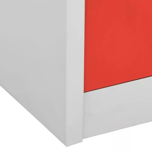 Világosszürke és piros acél zárható szekrény 90 x 45 x 92,5 cm